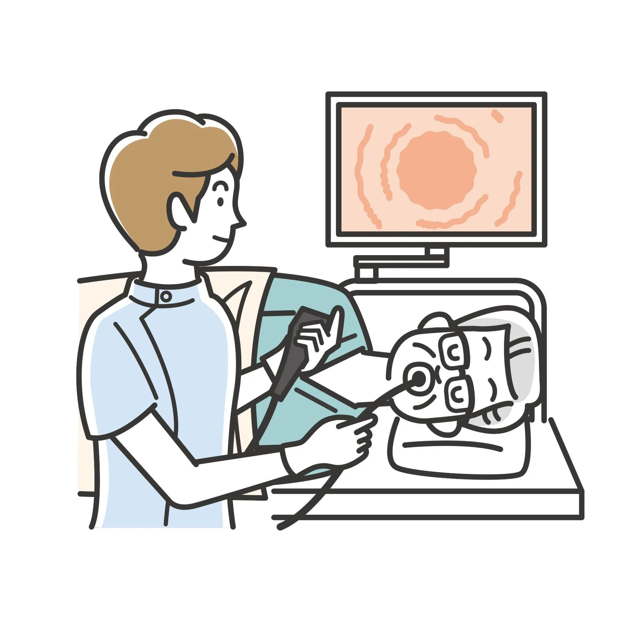 大腸カメラ検査をしてるイラスト